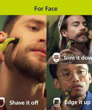 Men's hybrid beard trimmer and electric shaver with 360 flexible blade, rechargeable and cordless.
