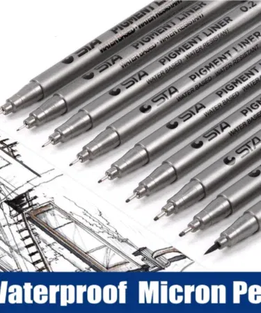 9 Pcs Black Fineliner Pen Set for Art, Technical Sketching & Writing, Permanent Ink, Pakistan