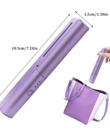 Mini rechargeable cordless hair straightener brush with 3 temperature settings for women in Pakistan