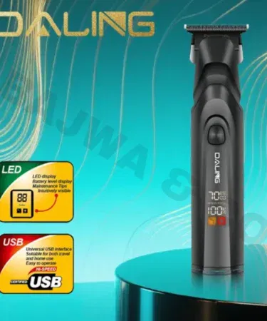 Professional cordless hair and beard trimmer for men with LED display and stainless steel T-blade, sold in Pakistan