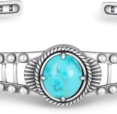 925 Sterling Silver Turquoise Cuff Bracelet for Women, Adjustable Vintage Oxidized Open Bangle, Boho Fashion Jewelry