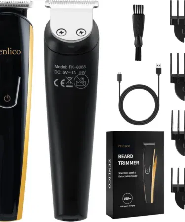 Rechargeable beard trimmer for men, electric razor, body grooming kit, stainless steel blades, cordless, Pakistan