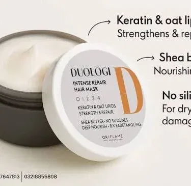 Oriflame Duologi Intense Repair Hair Mask 200ml for damaged, frizzy hair sold in Pakistan