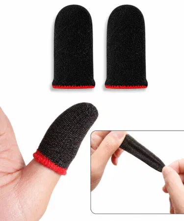 Gaming finger sleeves for mobile, anti-sweat, high sensitivity, breathable elastic, PUBG, Free Fire, COD Mobile, 2 PCS, sold in Pakistan
