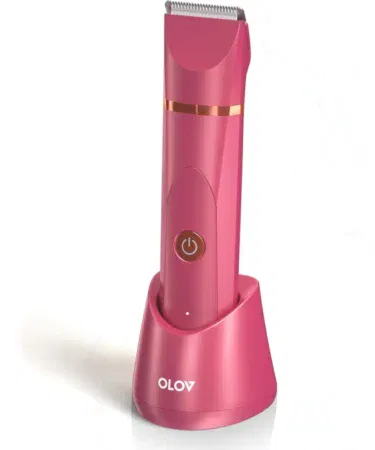 Red rechargeable waterproof body groomer for men and women with ceramic blade, sold in Pakistan