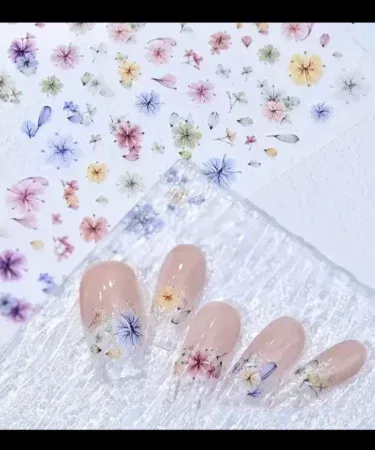Self-adhesive 3D floral multi-color nail art stickers for beautiful manicures in Pakistan