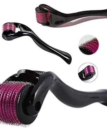 Derma Roller 0.5mm for hair growth and skin care, anti-aging, wrinkles, acne scars, stretch marks removal for men and women.