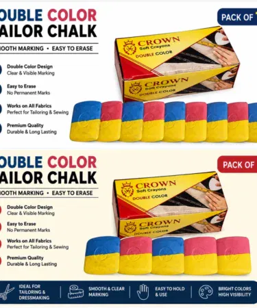 Premium double color tailor chalk pack of 10 for fabric marking, sewing, quilting, and dressmaking in Pakistan.
