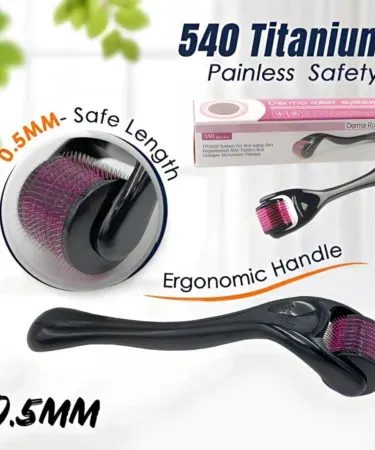 Derma Roller 0.5mm for hair growth and skin care, anti-aging, wrinkles, acne scars, stretch marks removal for men and women.