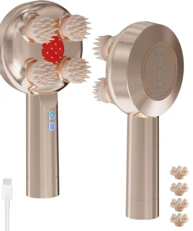 Cordless electric head scalp massager with 8 silicone claws, IPX7 waterproof, 3 modes, for hair care and relaxation in Pakistan.