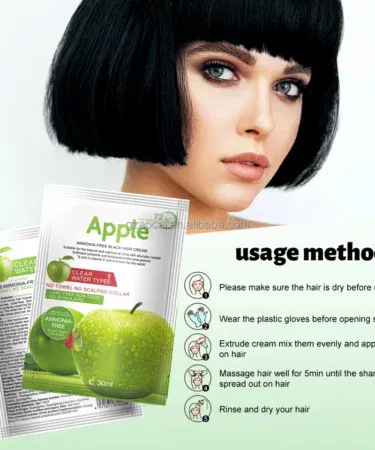 Sachet hair dye color cream in dark brown and natural black, 30ML, for men and women, 100% original.