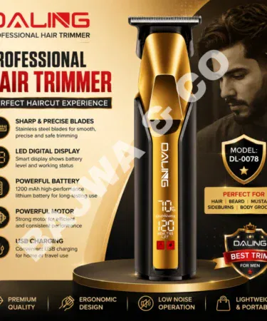 Professional rechargeable cordless beard trimmer for men with LED display and USB charging, sold in Pakistan