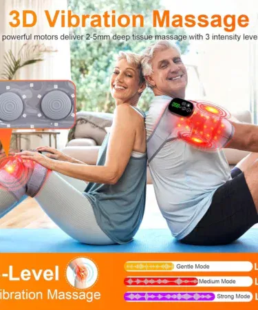 Rechargeable knee massager with heat, vibration, and red light therapy for pain relief in Pakistan