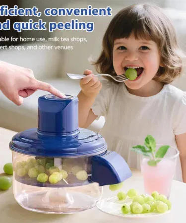 Automatic rechargeable electric peeler for fruits, vegetables, grapes, cherry tomatoes, and garlic, a portable kitchen gadget.