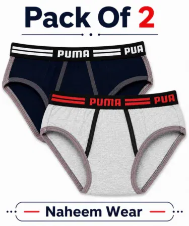 Pack of 2 men's cotton briefs with premium elastic waistband, soft and breathable for daily wear in Pakistan