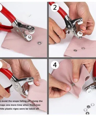 Premium metal snap button kit with hand pressure pliers, 50 durable sewing snaps for crafts in Pakistan