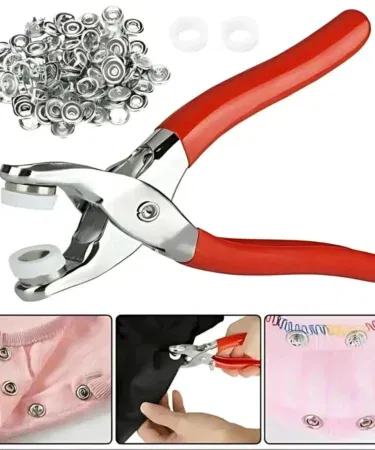Premium metal snap button kit with hand pressure pliers, 50 durable sewing snaps for crafts in Pakistan
