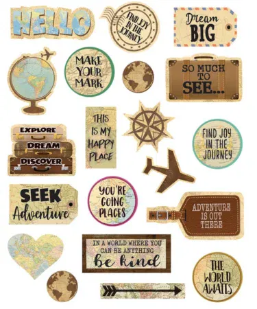 Traveler stickers pack for laptops, mobiles, and journals, ideal for decoration, sold in Pakistan.