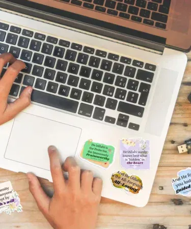 30pcs Islamic motivation stickers with quotes for laptops and mobiles, available in Pakistan.