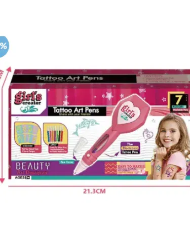 Girl's Creator Electronic Tattoo Art Pens Kit for temporary DIY tattoos, washable, safe for kids in Pakistan.