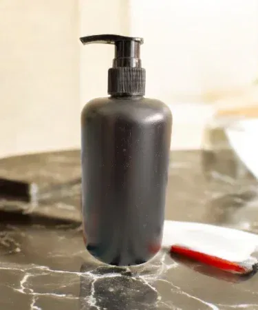 400ml black bottle with black pump, 24mm neck size, for shampoo, lotion, body wash