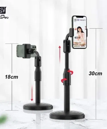Multifunctional black mobile phone and tablet desk stand holder with 360-degree movable clip for live streaming