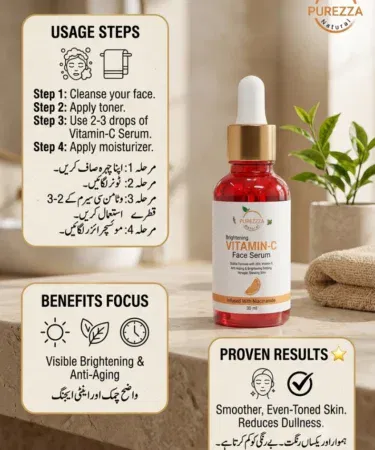 Purezza Vitamin C Serum for Anti-Aging & Dark Spot Correction for Glowing Skin