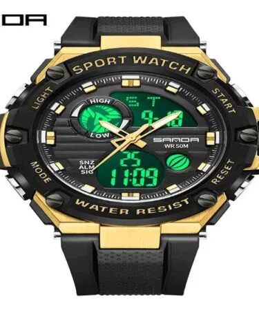 Sanda dual display waterproof men's watch for casual and sports wear sold in Pakistan