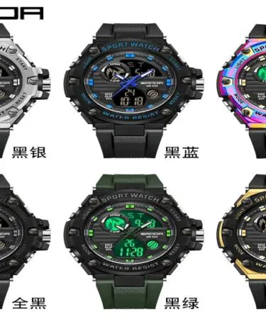 Sanda dual display waterproof men's watch for casual and sports wear sold in Pakistan