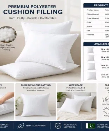 Premium polyester cushion filling insert pad for sofa, bed, and home decor in Pakistan