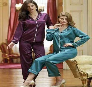 Women's luxury teal satin 2-piece pajama set with white piping, available in Pakistan.