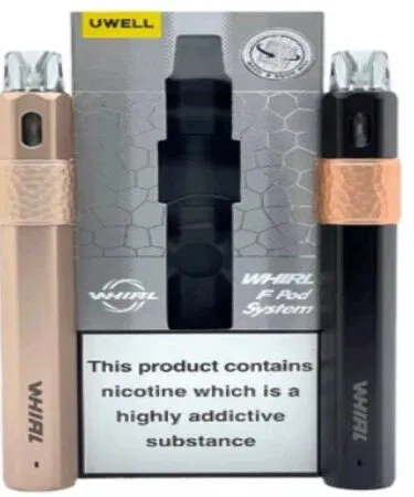 UWELL WHIRL F Pod Kit in red, blue, black, or golden, a compact unisex pod system sold in Pakistan.