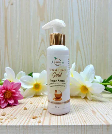 Purezza Natural Milk and Honey Sugar Body Scrub for exfoliating and moisturizing skin in Pakistan