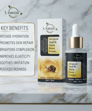 Purezza Natural Advanced Snail 96 Mucin Power Essence 30ml for hydrating, brightening, and skin repair.