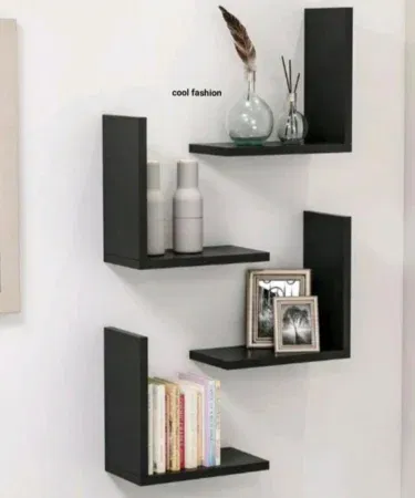 Pak Land 4 Pcs L-shaped wall shelves for home decor, easy to hang, attractive design, sold in Pakistan