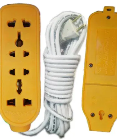 High quality solid power electric extension with 4 ports and a 14 feet cable length for multipurpose use.