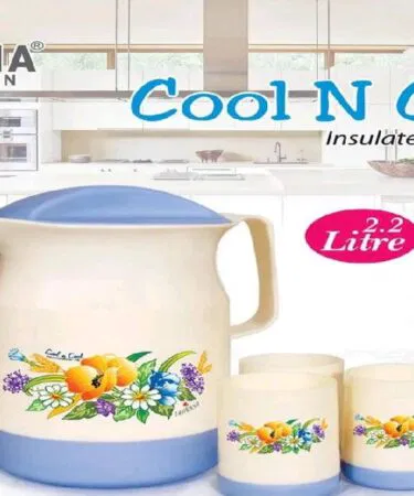 Lavienna Collection blue 7-piece insulated plastic water jug and glass set for sale in Pakistan