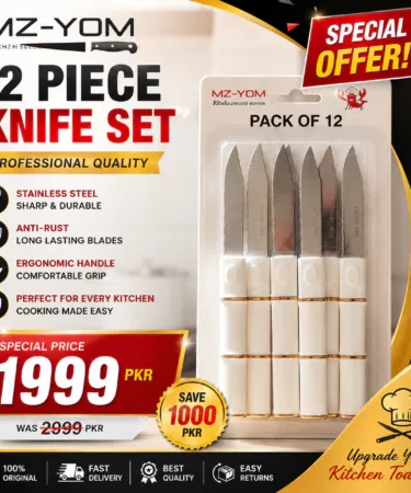 12 Piece Professional Stainless Steel Kitchen Knife Set with Ergonomic Handles for Cooking