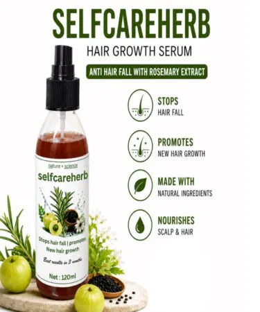 Selfcareherb Hair Growth Serum with Rosemary for all hair types, scalp application, 120ml, sold in Pakistan
