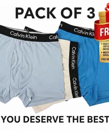 Pack of 3 random color men's boxer underwear for boys and men, comfortable fit.