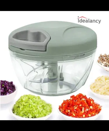Manual pull string vegetable chopper with 3 stainless steel blades, ideal for Pakistani kitchens.