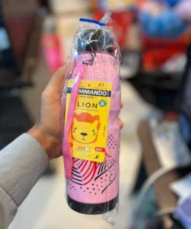 Commando Kids Cute Cartoon Print Water Bottle 650ml with Strap for children in Pakistan