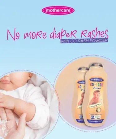 Rash Powder 250gm bottle for baby rash relief, inflammation, and itching, sold in Pakistan