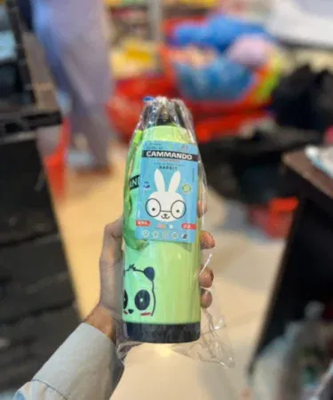 Commando Kids Cute Cartoon Print Water Bottle 650ml with Strap for children in Pakistan