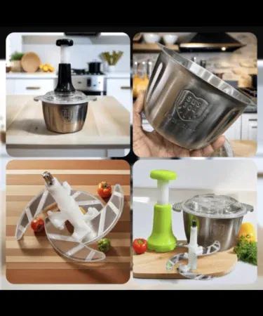 Manual stainless steel hand push chopper with 2 litre large capacity for kitchen use in Pakistan