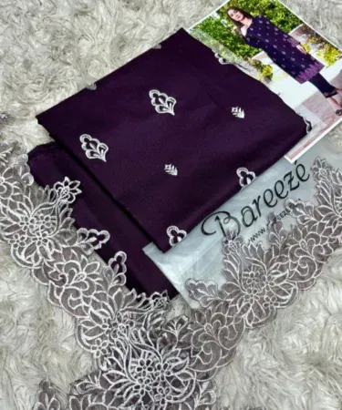 Bareeze Dhanak Linen Embroidered Shirt & Trouser Set | Khareedo