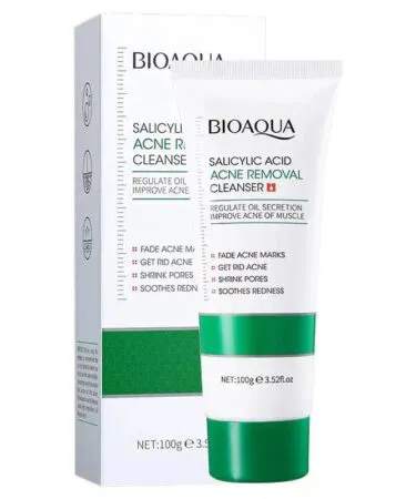 BIOAQUA Salicylic Acid Acne Removal Cleanser 100g for oil control and deep pore cleansing, sold in Pakistan.