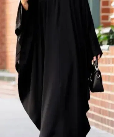 Butterfly abaya kaftan style for girls and women in classic black, loose and flowy fit.