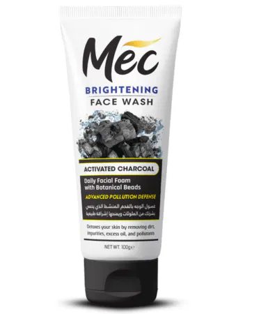 Mec Brightening Activated Charcoal Face Wash 100gm for all skin types, sold in Pakistan