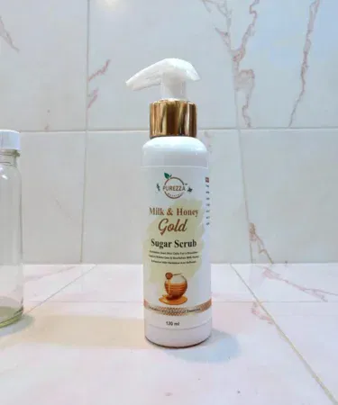 Purezza Natural Milk and Honey Sugar Body Scrub for exfoliating and moisturizing skin in Pakistan